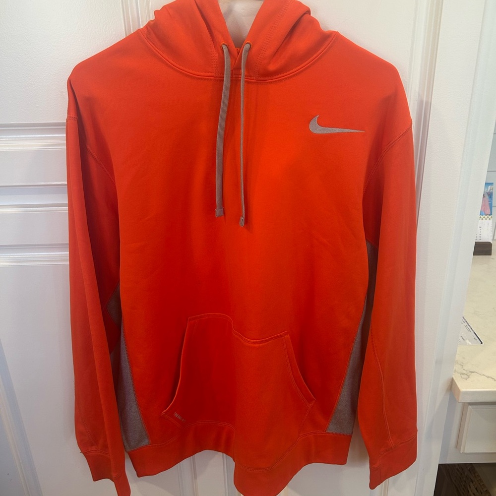 Nike Men's M Bright Orange Thermafit Hoodie with Gray Accents